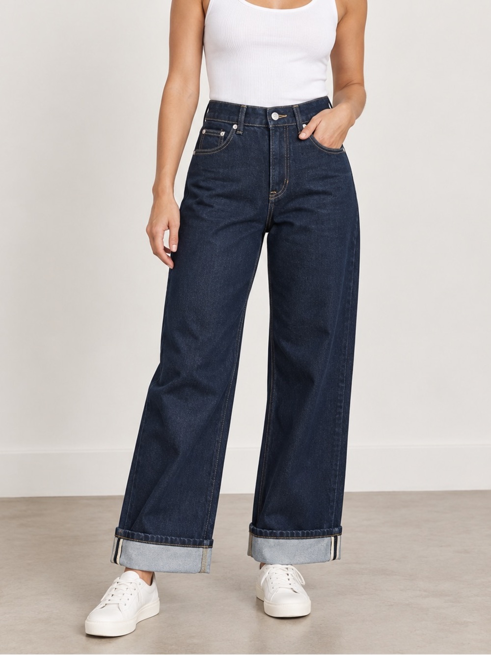 SPANX Authentic 360 Cuffed Horseshoe Jeans Dark Wash High Rise Size XS Petite
